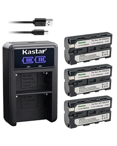 Kastar 3-Pack NP-F570 Battery and LED2 USB Charger Compatible with Teradek Wave Smart Streaming, Vaxis Storm 072 Field Monitor, GyroVu Lightweight, Delvcam 7", Avtec 7", X5 On-Camera Monitor