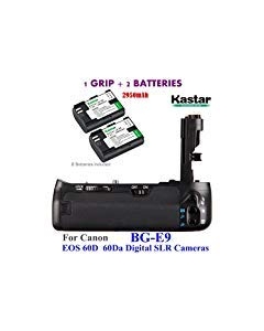 Kastar Pro Multi-Power Vertical Battery Grip (Replacement for BG-E9) + 2X LP-E6 Replacement Batteries for EOS 60D 60Da Digital SLR Cameras