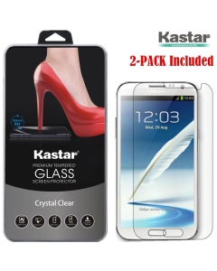 Kastar Note 2 Screen Protector (2-PACK), Premium Tempered Crystal Clear Glass Screen Protector for Samsung Galaxy Note 2, Note II, N7100 AT&T, T-Mobile, Sprint, Verizon AT&T, T-Mobile, Sprint, Verizon Smartphone