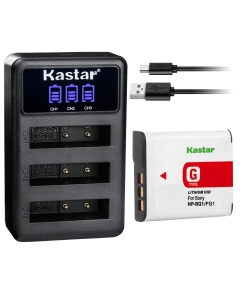 Kastar 1 Pack NP-BG1 Battery and LCD Triple USB Charger Compatible with Sony NP-BG1, NP-FG1, G Type Battery, Sony BC-CSG, BC-CSGD, BC-CSGE Charger