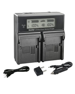 Kastar AC LCD Dual Fast Charger Compatible with JVC GY-HC500 GY-HC500E, GY-HC500U GY-HC500UN, GY-HC500SPC GY-HC500SPCN, GY-HC550 GY-HC550E GY-HC550UN Connected 4K Handheld Camera