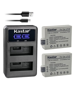 Kastar 2-Pack LP-E5 Battery and LED2 USB Charger Compatible with Canon LP-E5 LPE5 Battery, Canon LC-E5, LC-E5C, LC-E5E Charger, Canon EOS Kiss F, EOS Kiss X2, EOS Kiss X3 Camera