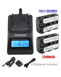 Kastar Ultra Fast Charger Kit and 2 X NP-FM50 InfoLithium Battery for Select Sony M Type Equivalent Camcorder/Digital Camera
