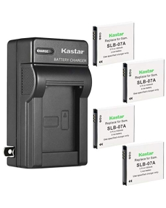 Kastar 4-Pack SLB-07A Battery and AC Wall Charger Replacement for Samsung SLB-07 SLB07, SLB-07A SLB07A, SLB-07B SLB07B, EA-SLB07 4302-001227 Battery, Samsung SBC-07A, SBC-L11 Charger