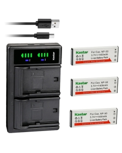 Kastar 3-Pack Battery and LTD2 USB Charger Compatible with Casio NP-50 CNP-50 CNP50 NP-50DBA Battery, Casio Exilim Hi-Zoom EX-V7, Exilim Hi-Zoom EX-V7SR, Exilim Hi-Zoom EX-V8, Exilim Hi-Zoom EX-V8SR
