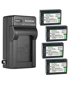 Kastar 4-Pack Battery and AC Wall Charger Replacement for Sony HDR-SR30, HDR-SR300, HDR-SR40, HDR-SR42, HDR-SR45, HDR-SR47, HDR-SR5, HDR-SR50, HDR-SR56, HDR-SR60, HDR-SR62, HDR-SR67, HDR-SR7