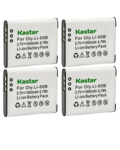 Kastar 4-Pack Battery Replacement for Olympus Tough 6000, Tough 6010, Tough 8000, Tough 8010, D-750, D-755, D-760, Traveller SH-21, Traveller SH-25MR, SP-720UZ, SP-800, SP-800UZ, SP-810, SP-810UZ