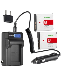 Kastar 2-Pack NP-BG1 NP-FG1 Battery and LCD AC Charger Compatible with Sony Cyber-Shot DSC-W150, Cyber-Shot DSC-W170, Cyber-Shot DSC-W200, Cyber-Shot DSC-W210, Cyber-Shot DSC-W215 Cameras