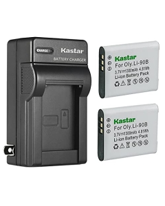 Kastar 2-Pack Battery and AC Wall Charger Replacement for Olympus Stylus XZ-2, Stylus XZ-2 iHS, Tough TG-Tracker, Stylus SH-1, Stylus SH-2, Stylus SH-3, Stylus SH-50, Stylus SH-60, Stylus SP-100