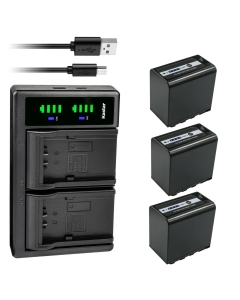 Kastar 3-Pack Battery and LTD2 USB Charger Compatible with Panasonic AG-VBR59 AG-VBR59G AG-VBR89 AG-VBR89G AG-VBR118 AG-VBR118G VW-VBD29 VW-VBD58 VW-VBD58E-K VW-VBD58PPK VW-VBD78 VW-VBD98 Battery