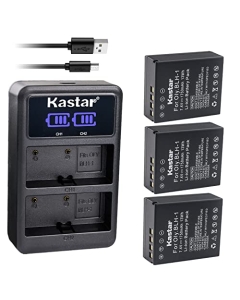 Kastar 3-Pack BLH-1 Battery and LED2 USB Charger Compatible with Olympus BLH-1, BLH1, BLH-01, PS-BLH1 Battery, Olympus BCH-1 BCH1 Charger, Olympus HLD-9 Power Battery Grip