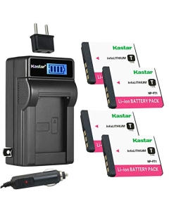 Kastar 4-Pack NP-FT1 Battery and LCD AC Charger Compatible with Sony Cyber-Shot DSC-T3S, Cyber-Shot DSC-T5, Cyber-Shot DSC-T5/B, Cyber-Shot DSC-T5/N, Cyber-Shot DSC-T5/R, Cyber-Shot DSC-T9