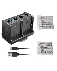 Kastar 2-Pack Battery and Quadruple Charger Compatible with Canon PowerShot SD30, SD40, SD200, SD300, SD400, SD430, SD450, SD600, SD630, SD750, TX1 Digital Camera