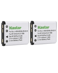 Kastar Battery (2-Pack) for Pentax Optio D-LI108, D-LI63 Work with Pentax Optio L36, L40, LS465, LS1000, M30, M40, M90, M900, RS1000, RS1500, T30, V10, W30 Digital Cameras