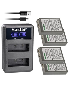 Kastar 4-Pack BLS-50 Battery and LED2 USB Charger Compatible with Olympus OM System OM-5 Mirrorless Camera, Olympus OM-D E-M5 Mark III Mirrorless Camera