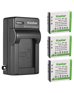 Kastar 3-Pack Battery and AC Wall Charger Replacement for Pentax D-LI68 D-LI122, Pentax Optio A36 Optio A40 Optio S10 Optio S12 Optio VS20 Optio Q Optio Q7 Optio Q10 Optio Q-S1 Optio V10, WG-M2