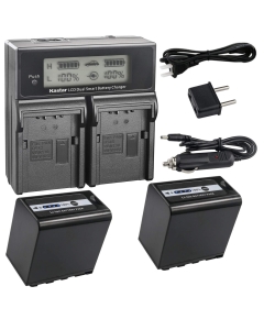 Kastar LCD Fast Charger + Battery 2x for Panasonic AG-VBR89G AG-VBR59 AG-VBR118G AG-BRD50 AG-B23 AG-DVX200 AG-AC8 AG-AC90A AG-DVC30 AG-HPX250 HPX255 AJ-PX230 AJ-PX270 AJ-PX298 AJ-PG50 HC-MDH2 HC-X1000
