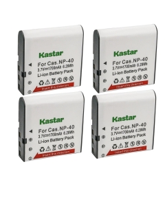 Kastar 4-Pack Battery CNP40 Replacement for Casio NP-40 CNP-40 Battery, Casio Exilim Zoom EX-Z650 PRO, EX-Z700, PRO EX-Z750, PRO EX-Z850, Exilim EX-Z400, Exilim EX-FC100, Exilim EX-FC150 Camera