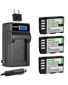 Kastar 3-Pack DMW-BLF19 Battery and LCD AC Charger Compatible with Panasonic Lumix DMC-GH4, Lumix DMC-GH4A, Lumix DMC-GH4H, Lumix DMC-GH4KBODY, Lumix DC-GH5, Lumix DC-GH5S, Lumix DC-G9 Digital Cameras