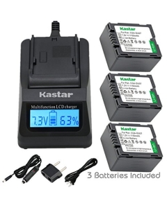 Kastar Fast Charger and Battery (3-Pack) for Panasonic CGA-DU06 CGA-DU07 CGA-DU14 CGA-DU21 VW-VBD070 VBD140 VBD210 and PV-GS31 PV-GS33PV-GS34 PV-GS35 PV-GS39 PV-GS400 PV-GS500 PV-GS50 PV-GS50S PV-GS55