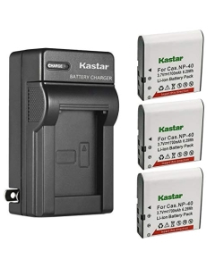 Kastar 3-Pack Battery and AC Wall Charger Replacement for Casio CNP-40 Battery Exilim Zoom EX-Z50, Exilim Zoom EX-Z500, Exilim Zoom EX-Z55, Exilim Zoom EX-Z57, Exilim Zoom EX-Z600, Exilim Zoom EX-Z450