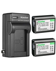 Kastar 2-Pack NP-FW50 Battery and AC Wall Charger Replacement for Sony NP-FW50, W Series Battery, Sony BC-VW1 BC-TRW Charger, Sony VG-C1EM, VG-C2EM Battery Grip, Sony DSC-RX10, α7, α6400, α6500 Camera