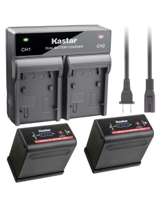 Kastar 2 Battery and AC Rapid Dual Charger Compatible with Canon UC-X40Hi UC-X45 UC-X50 UC-X55 V40Hi XF100 XF105 XF200 XF205 XF300 XF305 XH-A1 HDV ES420V ES520A ES4000 ES5000 ES6000 ES6500V ES7000ES