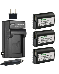 Kastar 3-Pack Battery and AC Charger with Car Adapter Compatible with Panasonic DMW-BLK22 DMWBLK22 Battery, Panasonic DMW-BTC15 BTC15 Charger, Panasonic Lumix DC-S5 DC-S5KK Mirrorless Digital Camera