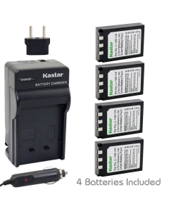 Kastar Battery (4-Pack) and Charger Kit for Olympus LI-10B LI-12B and Olympus Stylus 300,400,500,600,800,C-50,60,70,470,760,770,5000 Camera