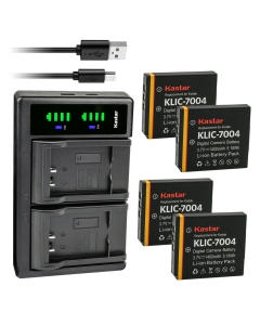 Kastar 4-Pack Battery and LTD2 USB Charger Compatible with Kodak KLIC-7004 K7004 Battery, Kodak K7700 Charger, EasyShare M1033, EasyShare M1093 is, EasyShare M2008, EasyShare V1073, EasyShare V1233