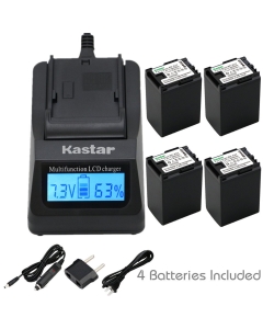Kastar Ultra Fast Charger(3X faster) Kit and BP-827 Battery (4-Pack) for Canon BP-827, CG-800 work with Canon VIXIA HF10, HF11, HF20, HF21, HF100, HF200, HF G10, HF M30, HF M31, HF M32, HF M40, HF M41, HF M300, HF M400, HF S10, HF S11, HF S20, HF S21, HF 
