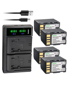 Kastar 4-Pack BN-VF823 Battery and LTD2 USB Charger Replacement for JVC GZ-HM400 GZ-HM400AC GZ-HM400-B GZ-HM400EU GZ-HM400-S GZ-HM400U GZ-HM400US GZ-HM80 GZ-HM90 GZ-MG530 GZ-MG530AC GZ-MG555