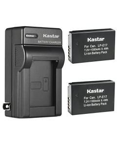 Kastar 2-Pack Battery and AC Wall Charger Replacement for Canon LP-E17 LPE17, 9967B02 Battery, Canon EOS R8, EOS R50, EOS R100 Mirrorless Camera, Canon BG-E18, BG-E18 IR Battery Grip