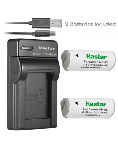 Kastar Battery (X2) & Slim USB Charger for NB-9L and PowerShot N, PowerShot N2, PowerShot SD4500, PowerShot SD4500 is, PowerShot ELPH 510 HS, PowerShot ELPH 520 HS, PowerShot ELPH 530 HS