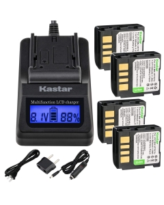 Kastar Fast Charger Kit and BN-VF707 Battery (4-Pack) for JVC GZ-DF240, GZ-DF270, GZ-DF470, GZ-MG27, GZ-MG37, GZ-MG39, GZ-MG40, GZ-MG47, GZ-MG50, GZ-MG57, GZ-MG67, GZ-MG70, GZ-MG77, GZ-MG500, GZ-MG505