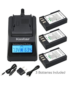 Kastar Ultra Fast Charger Kit and Battery (3-Pack) for Nik EN-EL9, EN-EL9a, MH-23 Work with Nik D3000, D5000, D40, D60, D40X SLR Cameras