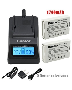 Kastar Ultra Fast Charger(3X faster) Kit and BP110 Battery (2-Pack) for Canon BP-110 and Canon VIXIA HF R20, HF R21, HF R200, HF R26, HF R28, HF R206, XF105 Cameras [with portable USB charge function]