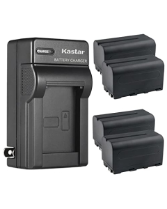 Kastar 4-Pack NP-F750 / NP-F770 Battery and AC Wall Charger Replacement for Blackmagic Design Video Assist 5" Monitor, Assist 7" Monitor, Blackmagic Design Video Assist 3G-SDI/HDMI 7" Recorder/Monitor