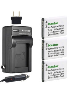 Kastar VW-VBX070 Battery (3-Pack) and Charger Kit for Pentax D-Li88, Panasonic VW-VBX070, Sanyo DB-L80, DB-L80AU Battery and Digital Cameras (Search Your Camera Model Down Description)