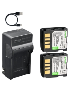 Kastar 2-Pack Battery and AC & USB-C Charger, Compatible with JVC BN-VF707 BN-VF714 BN-VF733 for GR-D GR-DF GR-X Everio GZ-MG Series Camcorders