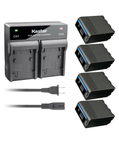 Kastar 4 Pack Battery and Rapid Dual Charger for NP-F990 PRO NP-F960 Sony CCD-RV100 CCD-RV200 CCD-SC5 CCD-SC6 CCD-SC7 CCD-SC8 CCD-SC9 CCD-SC55 CCD-SC65 DKC-FP3 MVC-FD200