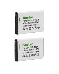 Kastar Battery 2 Pack for Samsung SLB-1137D Samsung i80 Samsung i85 Samsung i100 Samsung L74 Samsung Wide NV11 Wide NV24HD Wide NV30 Wide NV40 Wide NV100HD Samsung Wide NV103 Samsung Wide NV106 HD