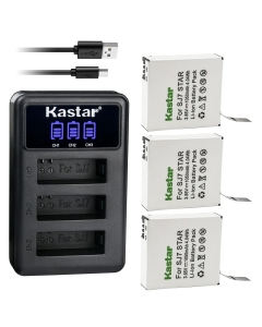 Kastar 3 Pack Battery and LCD Triple USB Charger Compatible with SJCAM SJ7 Star SJCAM SJ7B Battery and Charger, SJCAM SJ7 Star Sport Camera, SJCAM SJ7 Star 4K Ultra HD Action Camera