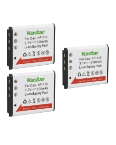 Kastar 3-Pack Battery Replacement for Casio NP-110 NP-160 Battery, Casio Exilim EX-FC200S, Exilim EX-Z2000, Exilim EX-Z2200, Exilim EX-Z2300, Exilim EX-Z3000, Exilim EX-ZR10, Exilim EX-ZR15 Camera