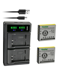 Kastar NP-50 Battery 2-Pack and LTD2 USB Charger Compatible with Fujifilm F1000EXR F50FD F60FD F70EXR F75EXR F80EXR F85EXR F100FD F200EXR F300EXR F305EXR F500EXR F505EXR F550EXR F600EXR Camera