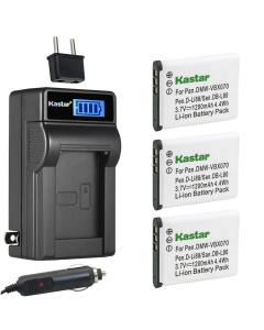 Kastar 3-Pack VW-VBX070 Battery and LCD AC Charger Compatible with Panasonic HX-DC2, HX-DC2EG-H, HX-DC2EG-W, HX-DC2GK, HX-DC2H, HX-DC2W, HX-DC3, HX-DC3GKHX-DC3K, HX-DC3R, HX-DC3W, HX-DC10, HX-DC10EB-K