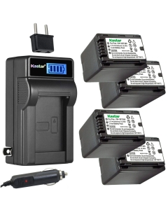 Kastar 4-Pack VW-VBT380 Battery and LCD AC Charger Compatible with Panasonic HC-V770, HC-V770K, HC-V770GK, HC-V770MGK, HC-V800, HC-V800K, HC-VX1, HC-VX1K, HC-VX870, HC-VX870K, HC-VX870GK Camera