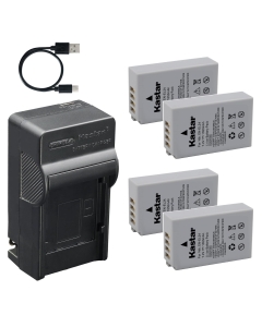 Kastar 4-Pack Battery and AC & USB-C Charger Compatible with EN-EL24 Camera for Nikon 1 J5 DL18-50 DL24-85 Digital Camera