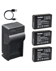 Kastar 3-Pack Battery and AC & USB-C Charger, Compatible with Canon LP-E12, LC-E12, LC-E12E, EOS M, M2, M10, M50, M50 Mark II, M100, M200, 100D, Rebel SL1, PowerShot SX70 HS Cameras