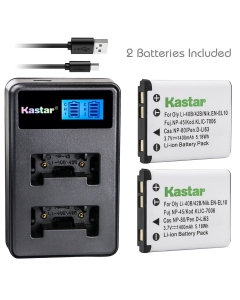 Kastar Battery (X2) & LCD Dual Charger for Sanyo Xacti VPC-E1403, VPC-E1500, VPC-E1500TP, VPC-E1600, VPC-E1600TP, VPC-T700, VPC-T850, VPC-T1060, VPC-T1284, VPC-T1495, VPC-T1496, VPC-TP1000 Cameras